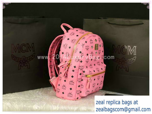 High Quality Replica MCM Stark Backpack Large in Calf Leather 8004 Pink - Click Image to Close